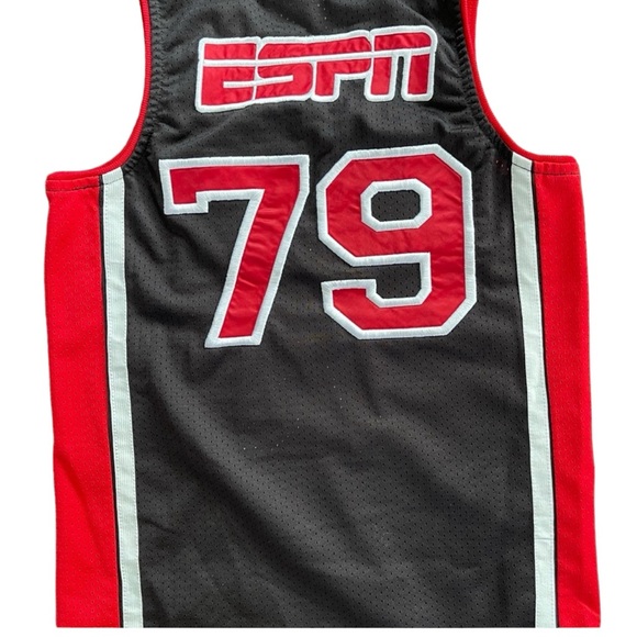 ESPN Basketball Red Black Embroidered Youth Jersey Size Medium - Picture 2 of 7